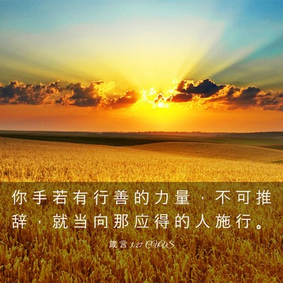 Picture 03 - 箴 言 3:27 CUVS - 你 手 若 有 行 善 的 力 量 ， 不 可 - Bible Verse Picture