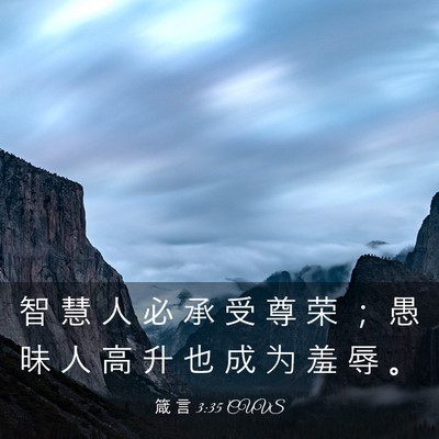 Picture 03 - 箴 言 3:35 CUVS - 智 慧 人 必 承 受 尊 荣 ； 愚 昧 人 - Bible Verse Picture