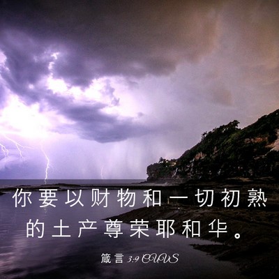Picture 03 - 箴 言 3:9 CUVS - 你 要 以 财 物 和 一 切 初 熟 的 土 - Bible Verse Picture