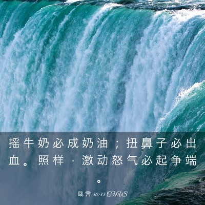 Picture 03 - 箴 言 30:33 CUVS - 摇 牛 奶 必 成 奶 油 ； 扭 鼻 子 必 - Bible Verse Picture