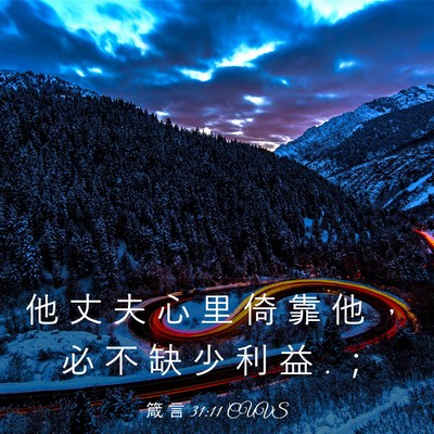 Picture 03 - 箴 言 31:11 CUVS - 他 丈 夫 心 里 倚 靠 他 ， 必 不 缺 - Bible Verse Picture