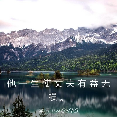 Picture 03 - 箴 言 31:12 CUVS - 他 一 生 使 丈 夫 有 益 无 损 - Bible Verse Picture