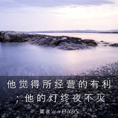 Picture 03 - 箴 言 31:18 CUVS - 他 觉 得 所 经 营 的 有 利 ； 他 的 - Bible Verse Picture