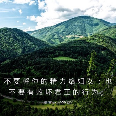Picture 03 - 箴 言 31:3 CUVS - 不 要 将 你 的 精 力 给 妇 女 ； 也 - Bible Verse Picture