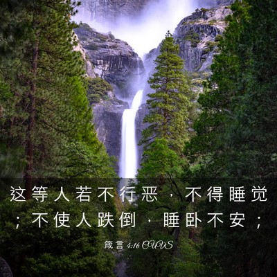 Picture 03 - 箴 言 4:16 CUVS - 这 等 人 若 不 行 恶 ， 不 得 睡 觉 - Bible Verse Picture