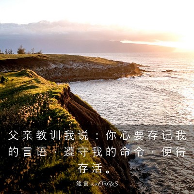 Picture 03 - 箴 言 4:4 CUVS - 父 亲 教 训 我 说 ： 你 心 要 存 记 - Bible Verse Picture