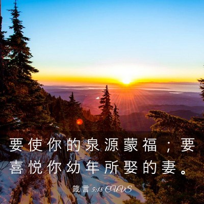 Picture 03 - 箴 言 5:18 CUVS - 要 使 你 的 泉 源 蒙 福 ； 要 喜 悦 - Bible Verse Picture