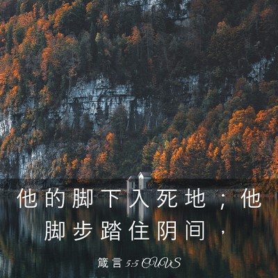 Picture 03 - 箴 言 5:5 CUVS - 他 的 脚 下 入 死 地 ； 他 脚 步 踏 - Bible Verse Picture