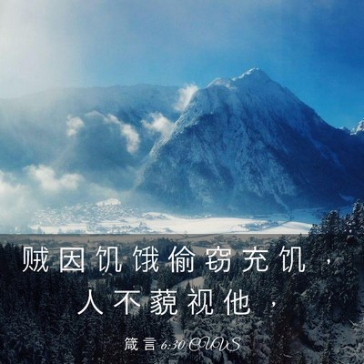 Picture 03 - 箴 言 6:30 CUVS - 贼 因 饥 饿 偷 窃 充 饥 ， 人 不 藐 - Bible Verse Picture