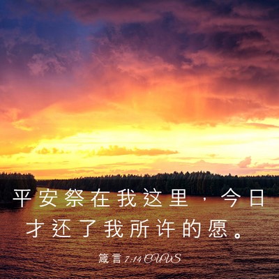 Picture 03 - 箴 言 7:14 CUVS - 平 安 祭 在 我 这 里 ， 今 日 才 还 - Bible Verse Picture
