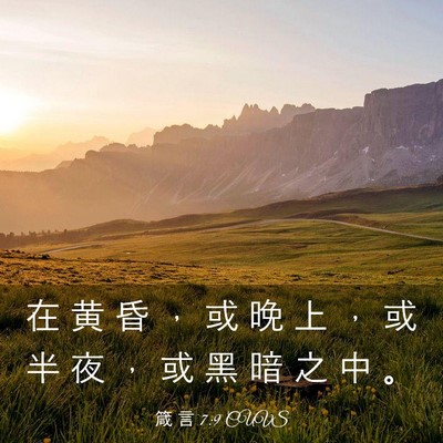 Picture 03 - 箴 言 7:9 CUVS - 在 黄 昏 ， 或 晚 上 ， 或 半 夜 ， - Bible Verse Picture