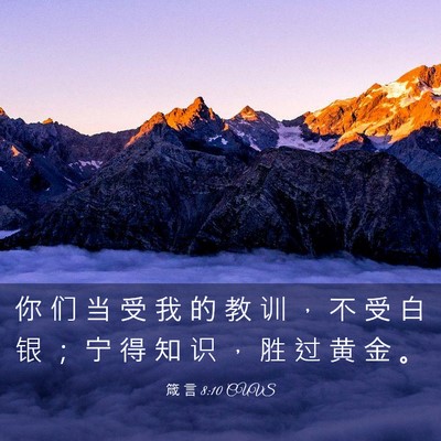 Picture 03 - 箴 言 8:10 CUVS - 你 们 当 受 我 的 教 训 ， 不 受 白 - Bible Verse Picture