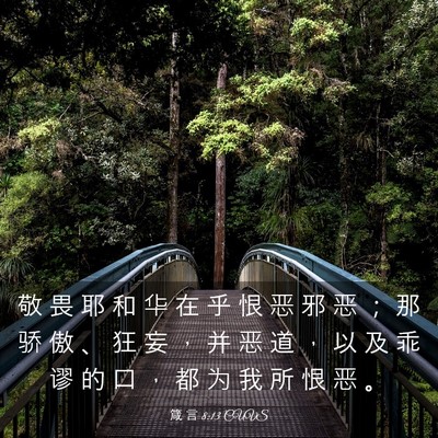 Picture 03 - 箴 言 8:13 CUVS - 敬 畏 耶 和 华 在 乎 恨 恶 邪 恶 ； - Bible Verse Picture