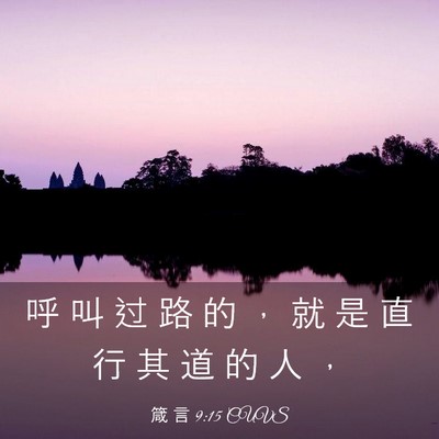 Picture 03 - 箴 言 9:15 CUVS - 呼 叫 过 路 的 ， 就 是 直 行 其 道 - Bible Verse Picture