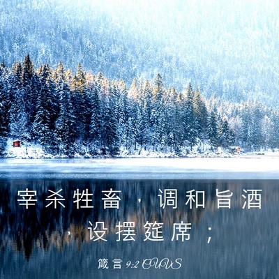 Picture 03 - 箴 言 9:2 CUVS - 宰 杀 牲 畜 ， 调 和 旨 酒 ， 设 摆 - Bible Verse Picture