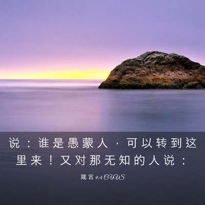 Picture 03 - 箴 言 9:4 CUVS - 说 ： 谁 是 愚 蒙 人 ， 可 以 转 到 - Bible Verse Picture