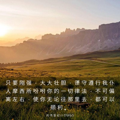 Picture 03 - 约 书 亚 记 1:7 CUVS - 只 要 刚 强 ， 大 大 壮 胆 ， 谨 守 - Bible Verse Picture