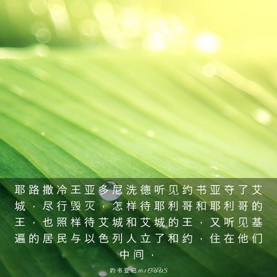 Picture 03 - 约 书 亚 记 10:1 CUVS - 耶 路 撒 冷 王 亚 多 尼 洗 德 听 见 - Bible Verse Picture