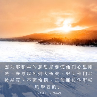 Picture 03 - 约 书 亚 记 11:20 CUVS - 因 为 耶 和 华 的 意 思 是 要 使 他 - Bible Verse Picture