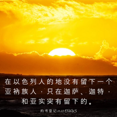 Picture 03 - 约 书 亚 记 11:22 CUVS - 在 以 色 列 人 的 地 没 有 留 下 一 - Bible Verse Picture