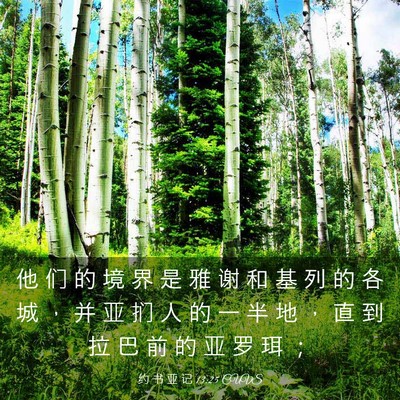 Picture 03 - 约 书 亚 记 13:25 CUVS - 他 们 的 境 界 是 雅 谢 和 基 列 的 - Bible Verse Picture