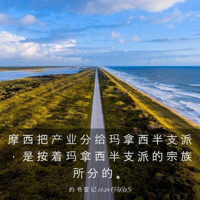 Picture 03 - 约 书 亚 记 13:29 CUVS - 摩 西 把 产 业 分 给 玛 拿 西 半 支 - Bible Verse Picture