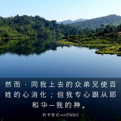 Picture 03 - 约 书 亚 记 14:8 CUVS - 然 而 ， 同 我 上 去 的 众 弟 兄 使 - Bible Verse Picture