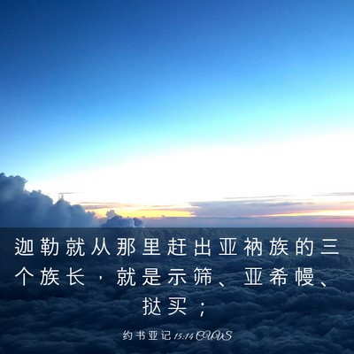 Picture 03 - 约 书 亚 记 15:14 CUVS - 迦 勒 就 从 那 里 赶 出 亚 衲 族 的 - Bible Verse Picture