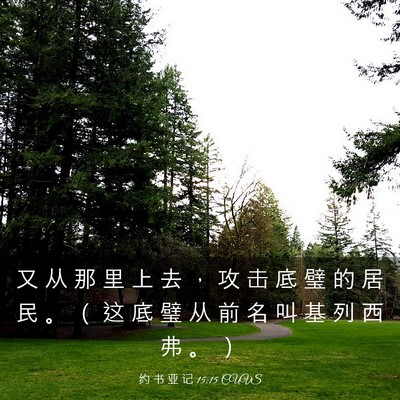 Picture 03 - 约 书 亚 记 15:15 CUVS - 又 从 那 里 上 去 ， 攻 击 底 璧 的 - Bible Verse Picture