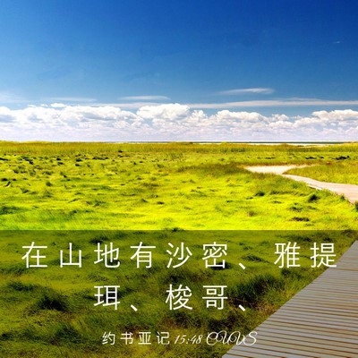 Picture 03 - 约 书 亚 记 15:48 CUVS - 在 山 地 有 沙 密 、 雅 提 珥 、 梭 - Bible Verse Picture