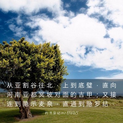 Picture 03 - 约 书 亚 记 15:7 CUVS - 从 亚 割 谷 往 北 ， 上 到 底 璧 ， - Bible Verse Picture