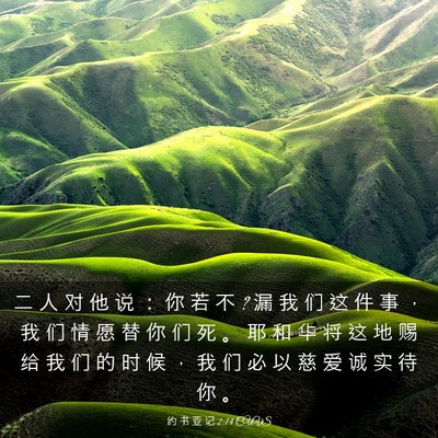 Picture 03 - 约 书 亚 记 2:14 CUVS - 二 人 对 他 说 ： 你 若 不 ? 漏 我 们 - Bible Verse Picture