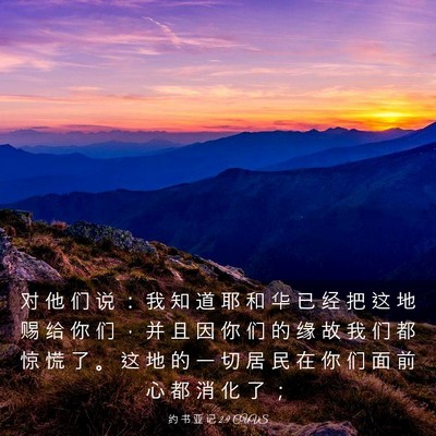 Picture 03 - 约 书 亚 记 2:9 CUVS - 对 他 们 说 ： 我 知 道 耶 和 华 已 - Bible Verse Picture