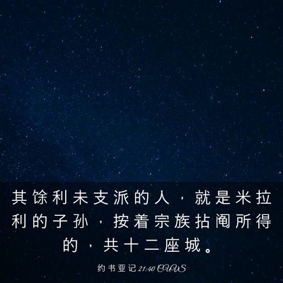 Picture 03 - 约 书 亚 记 21:40 CUVS - 其 馀 利 未 支 派 的 人 ， 就 是 米 - Bible Verse Picture
