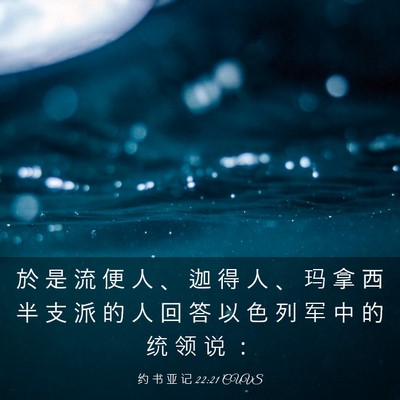 Picture 03 - 约 书 亚 记 22:21 CUVS - 於 是 流 便 人 、 迦 得 人 、 玛 拿 - Bible Verse Picture