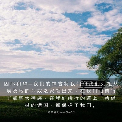 Picture 03 - 约 书 亚 记 24:17 CUVS - 因 耶 和 华 ─ 我 们 的 神 曾 将 我 - Bible Verse Picture