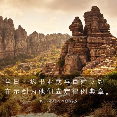 Picture 03 - 约 书 亚 记 24:25 CUVS - 当 日 ， 约 书 亚 就 与 百 姓 立 约 - Bible Verse Picture