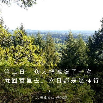 Picture 03 - 约 书 亚 记 6:14 CUVS - 第 二 日 ， 众 人 把 城 绕 了 一 次 - Bible Verse Picture