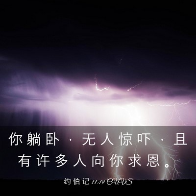 Picture 03 - 约 伯 记 11:19 CUVS - 你 躺 卧 ， 无 人 惊 吓 ， 且 有 许 - Bible Verse Picture
