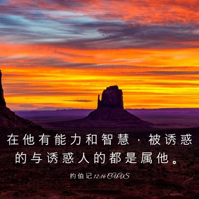 Picture 03 - 约 伯 记 12:16 CUVS - 在 他 有 能 力 和 智 慧 ， 被 诱 惑 - Bible Verse Picture