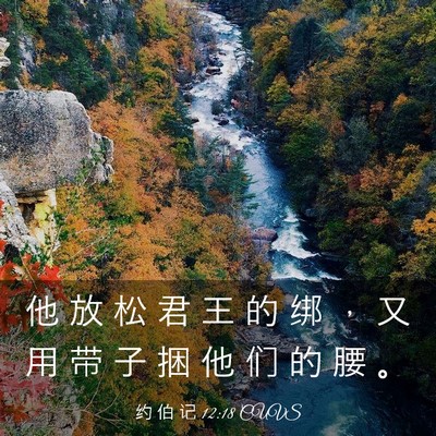 Picture 03 - 约 伯 记 12:18 CUVS - 他 放 松 君 王 的 绑 ， 又 用 带 子 - Bible Verse Picture