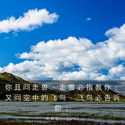Picture 03 - 约 伯 记 12:7 CUVS - 你 且 问 走 兽 ， 走 兽 必 指 教 你 - Bible Verse Picture
