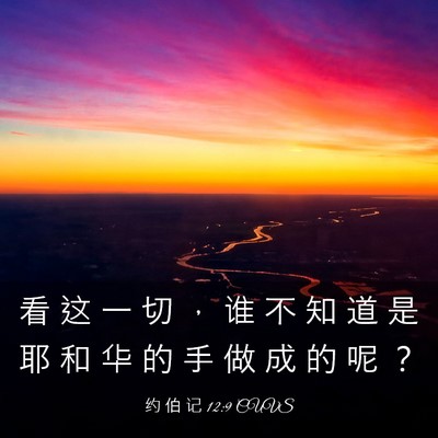 Picture 03 - 约 伯 记 12:9 CUVS - 看 这 一 切 ， 谁 不 知 道 是 耶 和 - Bible Verse Picture