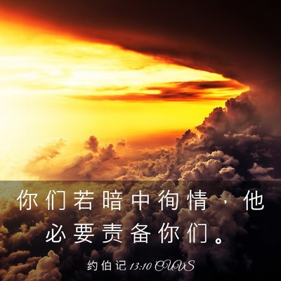 Picture 03 - 约 伯 记 13:10 CUVS - 你 们 若 暗 中 徇 情 ， 他 必 要 责 - Bible Verse Picture