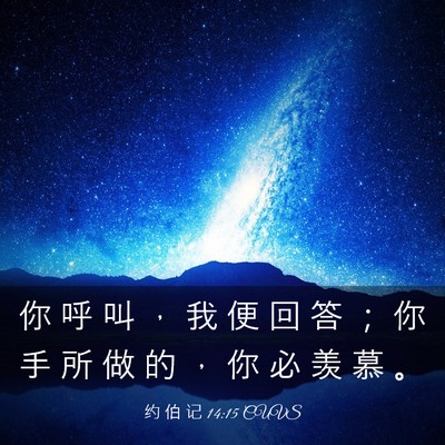 Picture 03 - 约 伯 记 14:15 CUVS - 你 呼 叫 ， 我 便 回 答 ； 你 手 所 - Bible Verse Picture