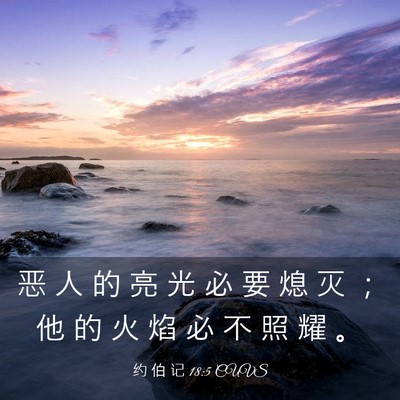 Picture 03 - 约 伯 记 18:5 CUVS - 恶 人 的 亮 光 必 要 熄 灭 ； 他 的 - Bible Verse Picture