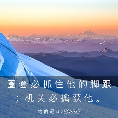 Picture 03 - 约 伯 记 18:9 CUVS - 圈 套 必 抓 住 他 的 脚 跟 ； 机 关 - Bible Verse Picture