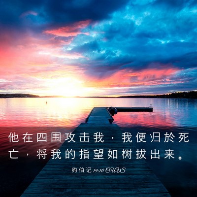 Picture 03 - 约 伯 记 19:10 CUVS - 他 在 四 围 攻 击 我 ， 我 便 归 於 - Bible Verse Picture
