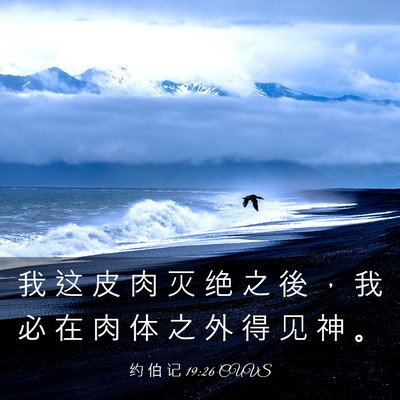 Picture 03 - 约 伯 记 19:26 CUVS - 我 这 皮 肉 灭 绝 之 後 ， 我 必 在 - Bible Verse Picture