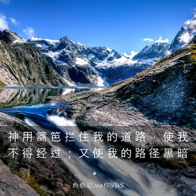 Picture 03 - 约 伯 记 19:8 CUVS - 神 用 篱 笆 拦 住 我 的 道 路 ， 使 - Bible Verse Picture